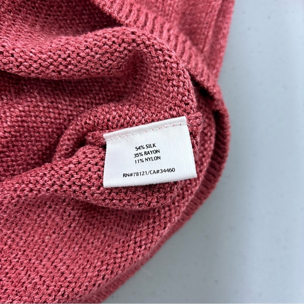 Eileen Fisher V Neck Women's Large Sweater Salmon Coral Silk Rayon - Picture 7 of 12